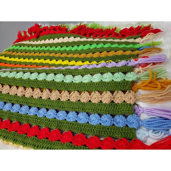 Vintage Afghan Throw blanket retro decor grandma‎ cottage rainbow LGBT colorful - Picture 8 of 10